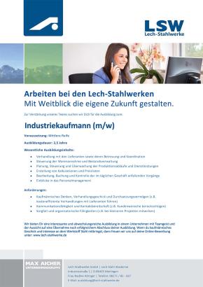 Ausbildung Industriekauffrau/mann bei LSW